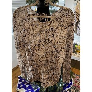 Cloth & Stone Womens Blouse‎ Large Black White Longsleeve Anthropologie